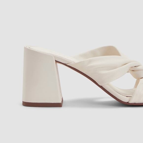 Everlane The Day Twist Heel White Nappa Leather Sandals Size 9 NWOB Block Heel - Picture 5 of 9